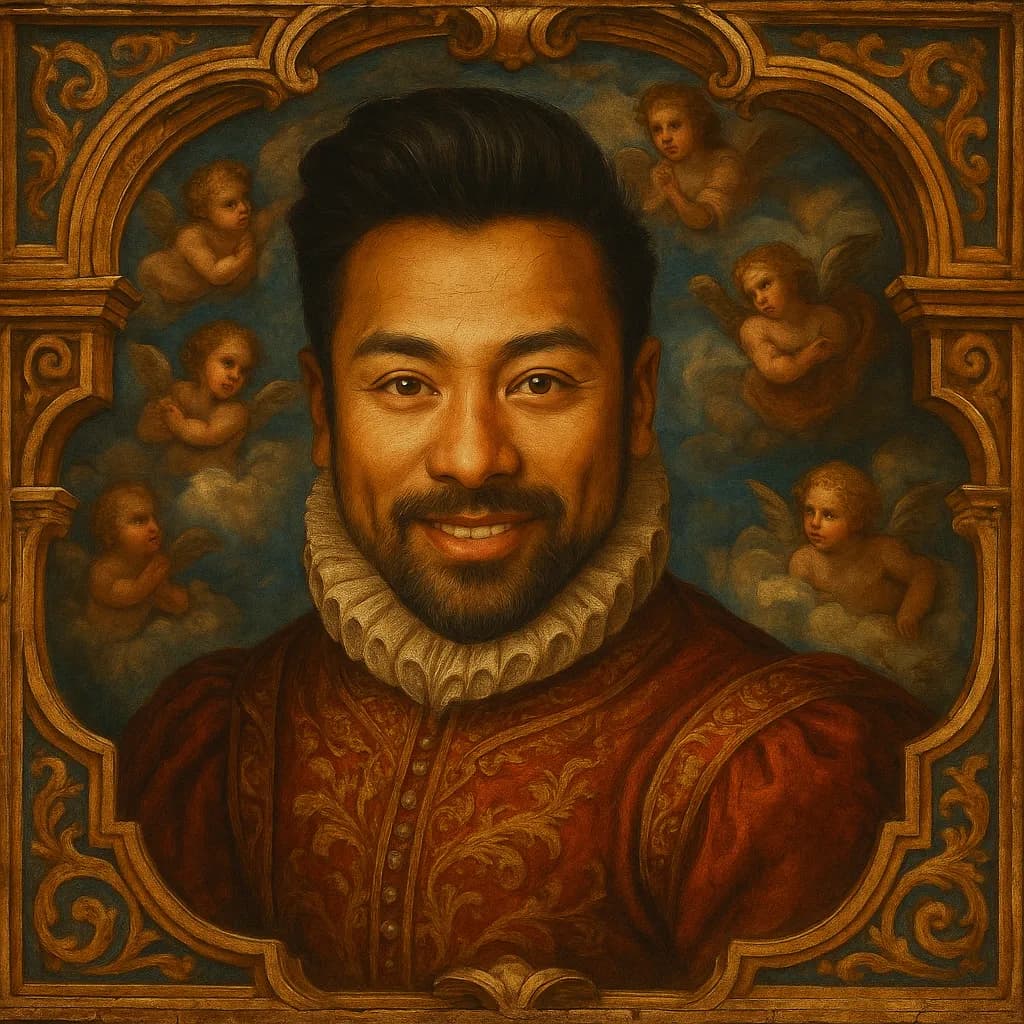 Renaissance Ceiling Painting AI transformation example