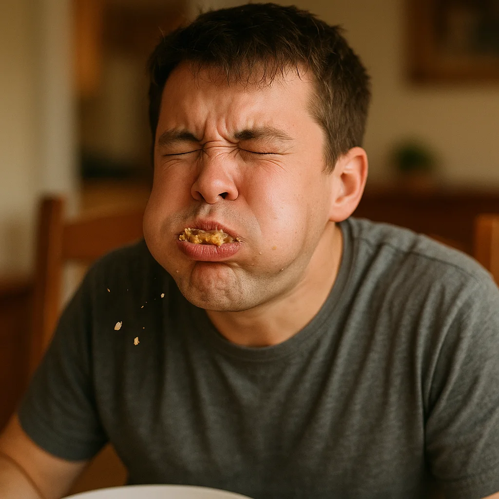 Make me a sneezing with mouth full